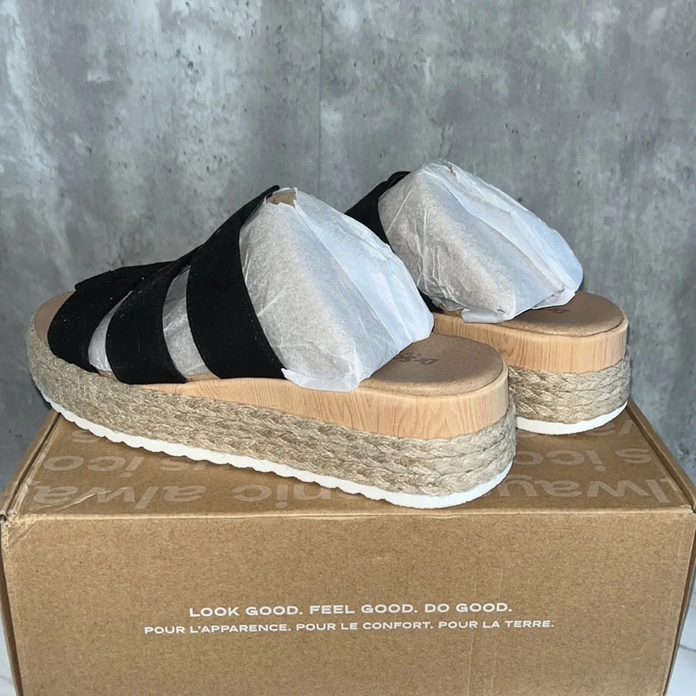 NEW dr scholls electric Black Espadrille Wedge Sandals sz 10